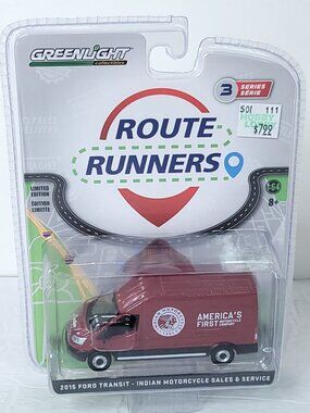 Greenlight 1:64 Route Runners Series 3 2015 Ford Transit Indian Motorcycle Sales